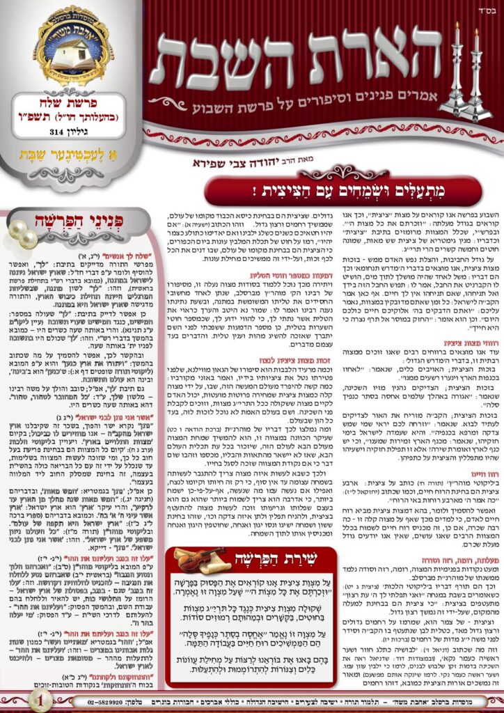 הארת השבת – שלח תשפ"ו
