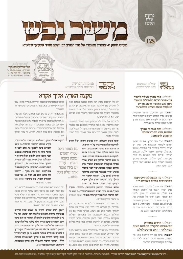 משיב נפש – שלח תשפ"ו