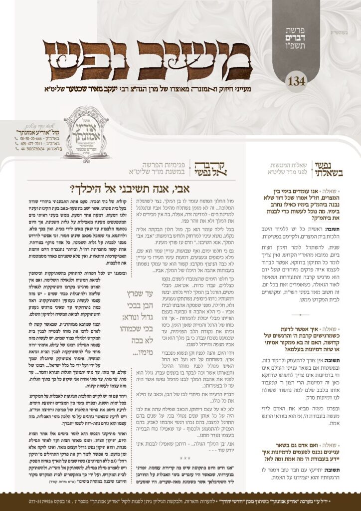 משיב נפש – דברים ותשעה באב – תשפ"ו