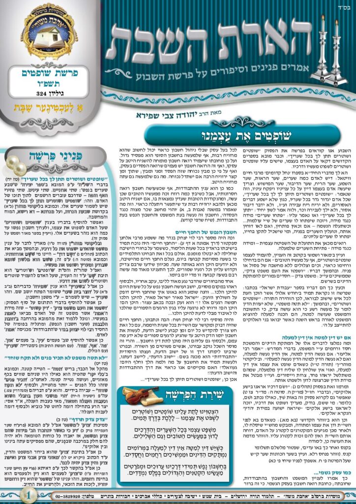 הארת השבת – שופטים תשפ"ו